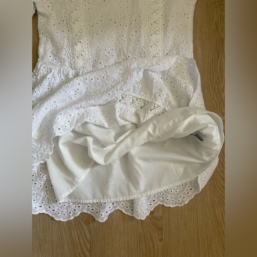 Cotton Eyelet Romantic White Dress S Sunday Mi Amor - Picture 15 of 15